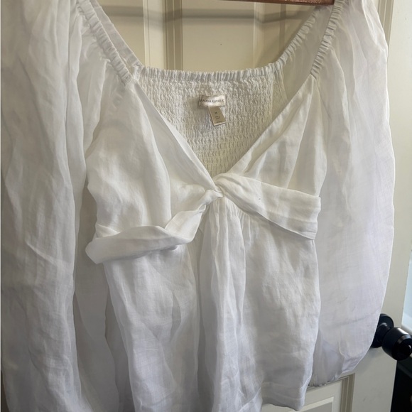 Banana Republic White Blouse with Puff Sleeves - Picture 3 of 11